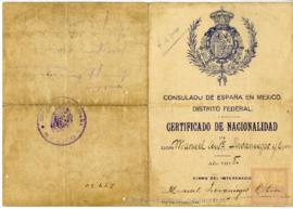 Lavaniegos, Manuel Antonio - Certificado de nacionalidad