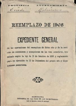 Remigio Andrés Río Caso. Listado de quintos 1908