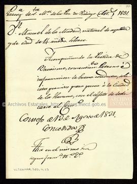 Lamadrid Noriega, Manuel  - Licencia de embarque isla de Cuba
