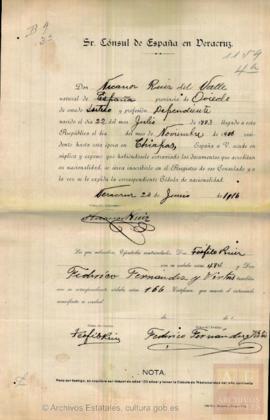 Ruiz Valle, Nicanor - Cédula de nacionalidad