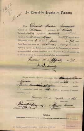 Muñiz Amandi, David - Cédula de nacionalidad