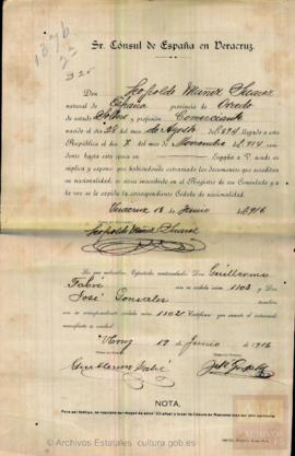 Muñiz Suárez, Leopoldo - Cédula de nacionalidad