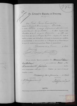 Porras González, José - Cédula de nacionalidad