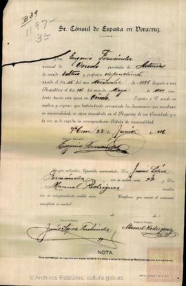 Fernández Alvarez, Eugenio - Cédula de nacionalidad