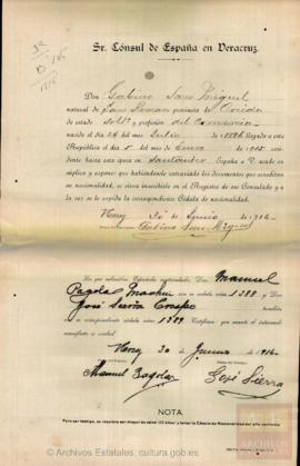 San Miguel, Gabino - Cédula de nacionalidad