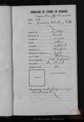 Estrada Valle, Casimiro - Pasaporte