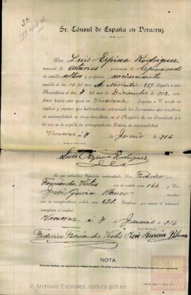 Espina Rodríguez, Luis - Cédula de nacionalidad