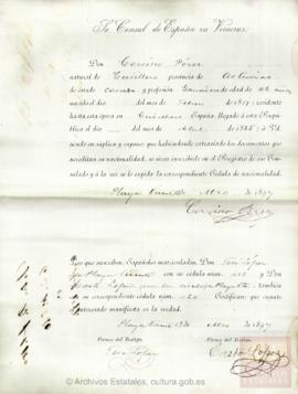 Pérez, Corsino - Cédula de nacionalidad