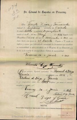 Díaz Fernández, Vicente - Cédula de nacionalidad
