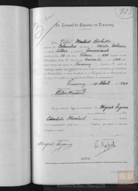 Madrid Borbolla, Pedro - Cédula de nacionalidad