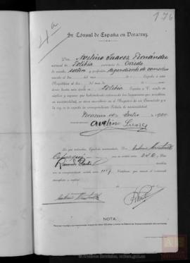 Suárez Fernández, Avelino - Cédula de nacionalidad