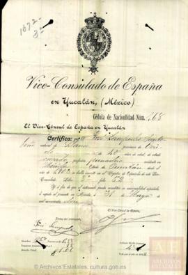 Sampedro Santobeña, José - Cédula de nacionalidad