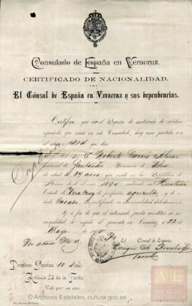 Garcés Almar, Roberto - Certificado de nacionalidad