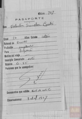 Sánchez Cuesta, Valentín - Pasaporte