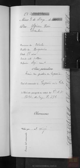 Ulpiano Ruiz Escandón. Pasaporte