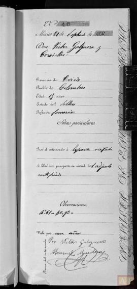 Víctor Galguera Covielles. Pasaporte