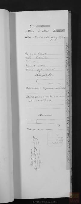 Benito Noriega Laso. Pasaporte