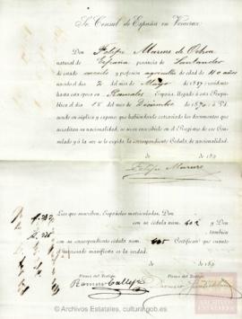 Marure de Ochoa, Felipe - Cédula de nacionalidad