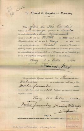 Poo Candás, José - Cédula de nacionalidad