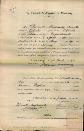 Ruisánchez Amieva, Fermín - Cédula de nacionalidad