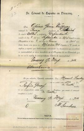 García Vázquez, Oliverio - Cédula de nacionalidad