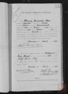 Escandón Pérez, Fermín - Cédula de nacionalidad