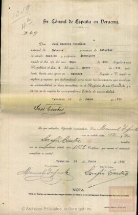 Escobio González, José - Cédula de nacionalidad