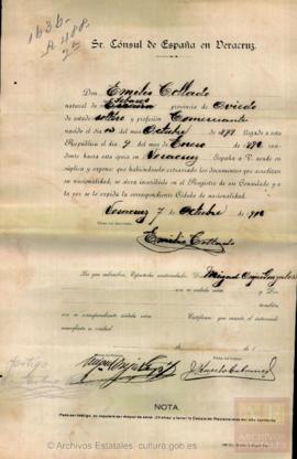 Collado, Emilio - Cédula de nacionalidad