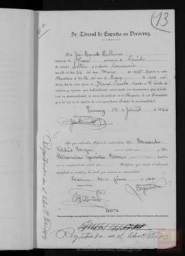 Barredo Ballines, José - Cédula de nacionalidad