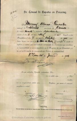 Blanco González, Manuel - Cédula de nacionalidad