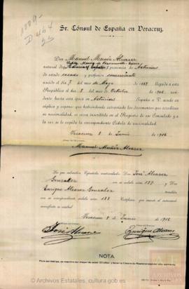 Muñiz Alvarez, Manuel - Cédula de nacionalidad