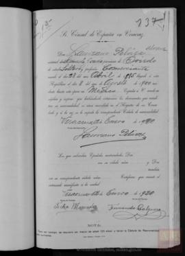 Peláez Álvarez, Laureano - Cédula de nacionalidad