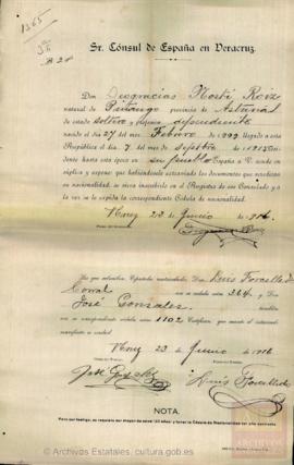 Nosti Roiz, Deogracias - Cédula de nacionalidad