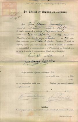 Blanco González, José - Cédula de nacionalidad