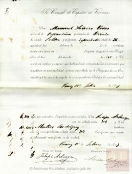 Liñero Viñes, Manuel - Cédula de nacionalidad