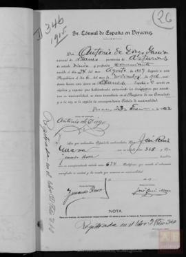 Diego García, Antonio - Cédula de nacionalidad