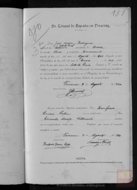 Suárez Rodríguez, José - Cédula de nacionalidad