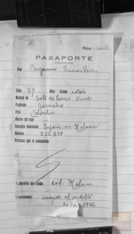 Suárez Pérez, Benjamín - Pasaporte