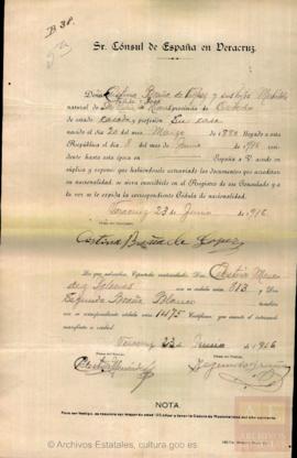 Braña, Cristina - Cédula de nacionalidad