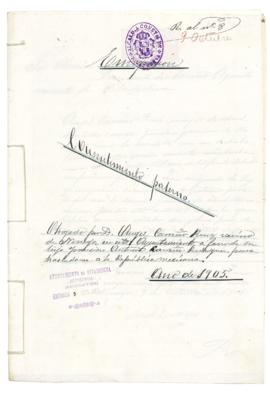 Francisco Antonio Carreño Rodríguez. Permiso para embarcar.